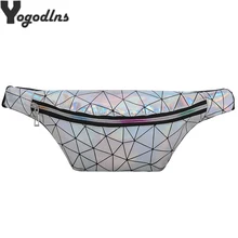 Пакет для женщин Геометрическая клетчатая Женская Лазерная Сумка-бум светоотражающие шорты с серебряной резинкой поясная сумка голографический кошелек Pochete