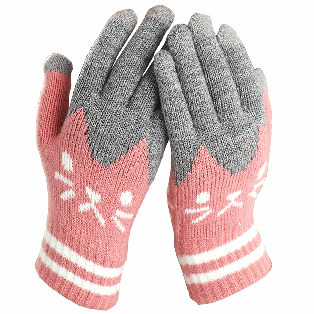 1Pair Children/'s Cute Full Fingers Gloves Soft Knitted Winter Warm Mittens New