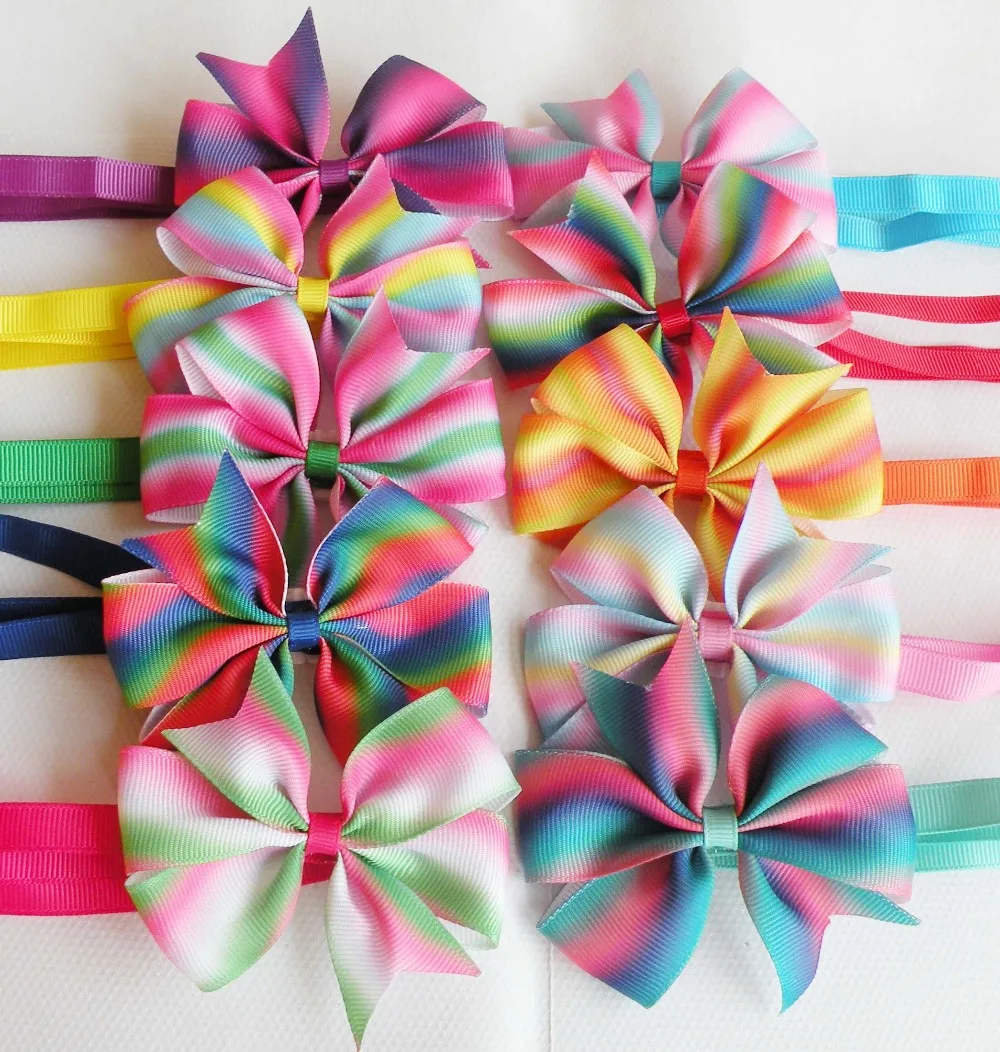 60pc/lot 2019 New Pet Dog Ribbon rainbow Bow Bowties New Arrival Ties