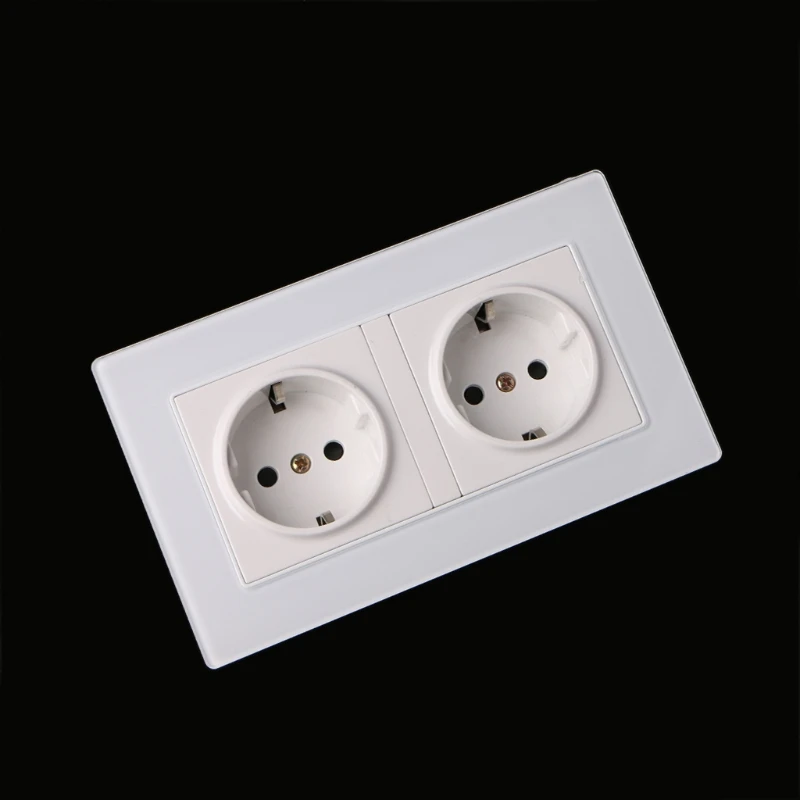 16A розетки двойной ЕС Стандартный белый Стекло Панель Мощность Outlet Зарядное устройство