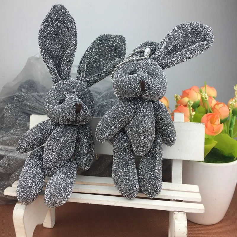 

25/50PCS/LOT Mini Joint Rabbit Plush Toy Stuffed Animal 18cm Lovely rabbits Stuffed Plush Pendant Kids Toys Wedding Gifts DMR063