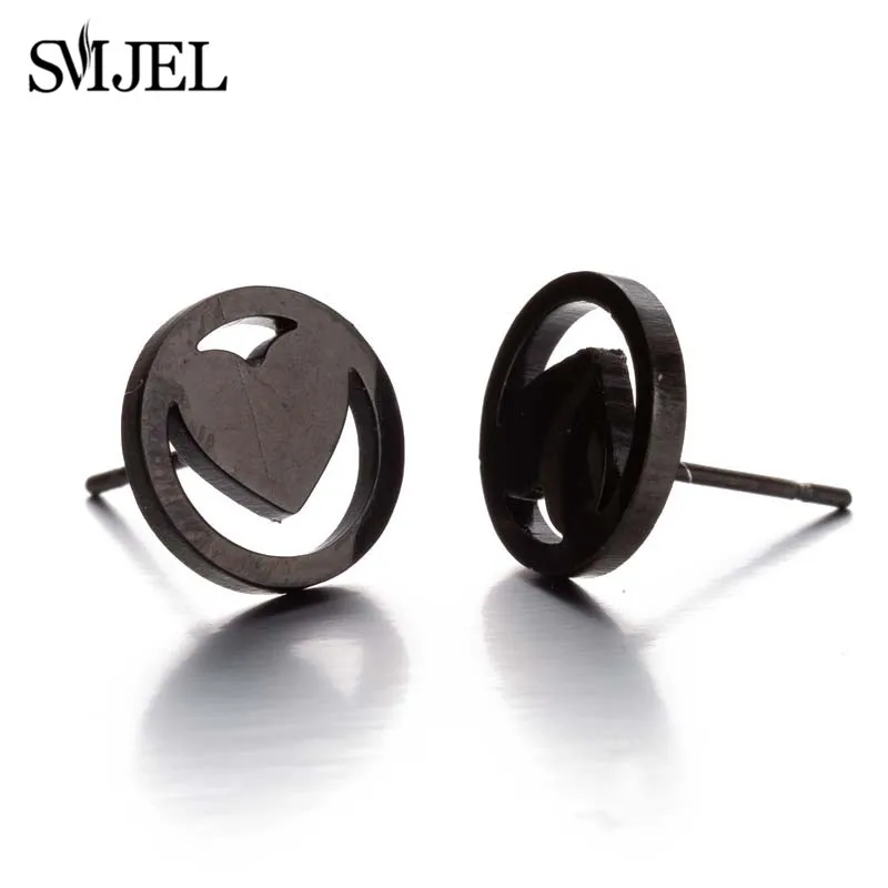 SMJEL Korean Stainless Steel Earrings for Women pendientes hombre Flower Small Earrings Studs Birthday Gifts Wholesale