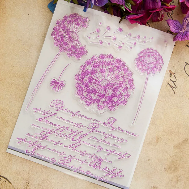 

2018 New Dandelion Pink Transparent Clear Silicone Stamp for Seal DIY Scrapbooking Photo Album Decorative Clear Stamp Sheets