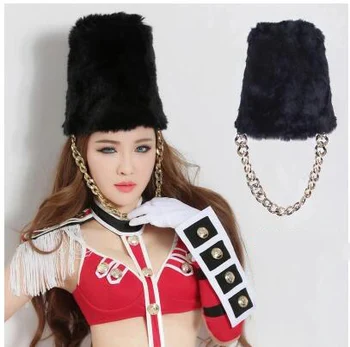 

Nightclub Bar Theatrical Band Guard Bearskin Hat Black Long Hair Cap