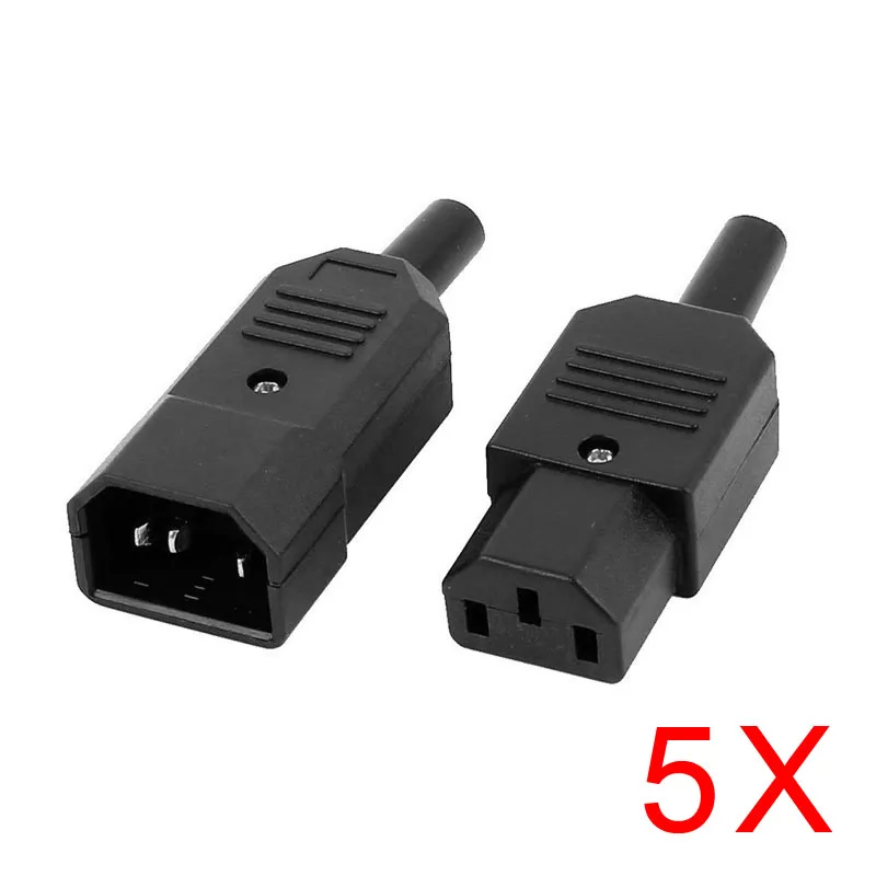 

5 Pairs IEC C14 Male+C13 Female Inline Rewirable Main Power Plug Connector AC 250V 10A LB88