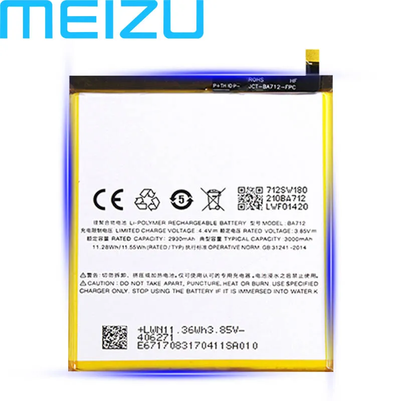 

Meizu 100% Original 3000mAh BA712 Battery For Meizu Meilan S6 M712C/M/Q Phone Latest Production Battery With Tracking Number