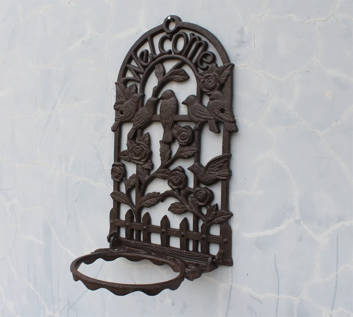 Cast Iron Wall Pot Holder Flower Plant Pot Holder Birds on