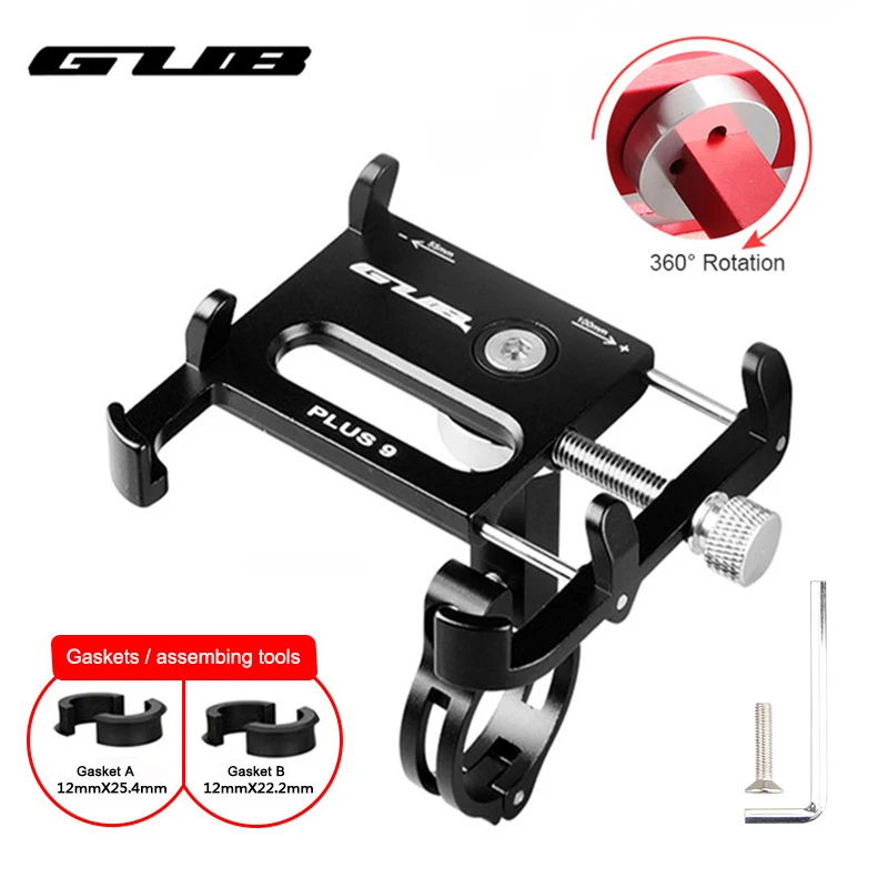 

Red Aluminum Alloy Bike Phone Holder For 3.5-6.2inch Smartphone Adjustable Universal Bicycle Handlebar Stand Mount Bracket GUB