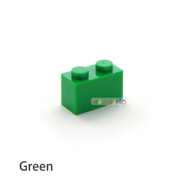 100pcs DIY Building Blocks Thick Figures Bricks 1x2Dots Educational Creative Size Compatible With 3004 Plastic Toys for Children Green 100pcs