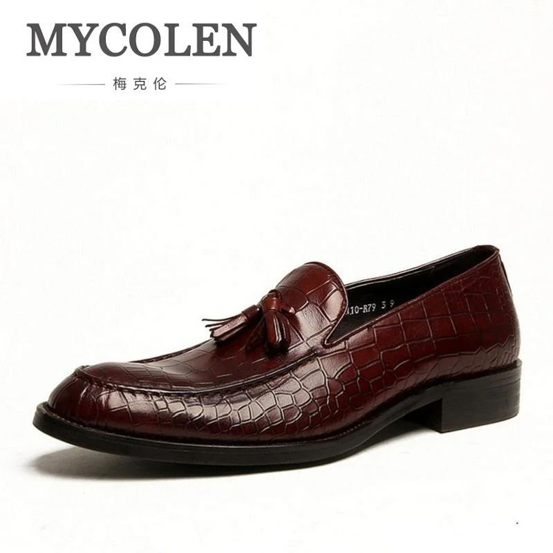 

MYCOLEN Men Oxford Shoes Slip On Business Men Shoes Brand Wedding Shoes Dress Formal Men Loafer Crocodile Pattern Moccasin