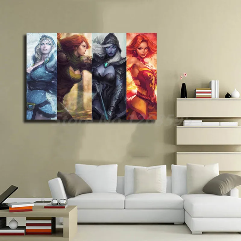 Dota 2 Female Heroes Wallpaper Wall Art Canvas Posters Prints Painting Wall Pictures For Modern Liv