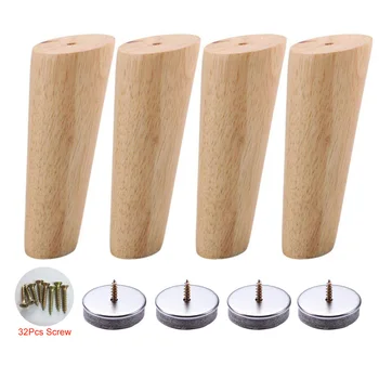 

4Piece 15cm Height Wood Color Oblique Tapered Reliable Wood Furniture Cabinets Legs Sofa Feets With non-slip Mat