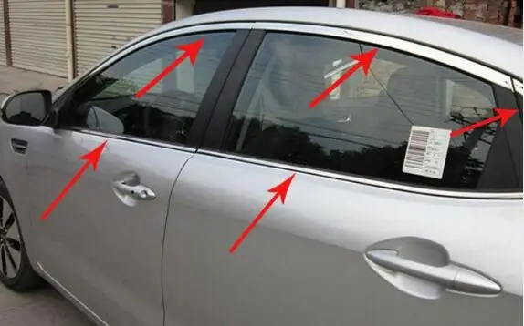 Для 2011-2012 KIA RIO/K2 высокого качества из нержавеющей стали автомобиля планка оконных наличников(для съемки крупным планом+ вниз+ задний треугольник, набор из 10 шт