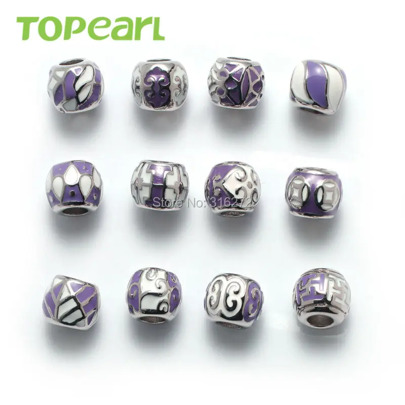 Topearl ювелирные изделия 10 шт. ассорти из нержавеющей стали европейский шарм бусины