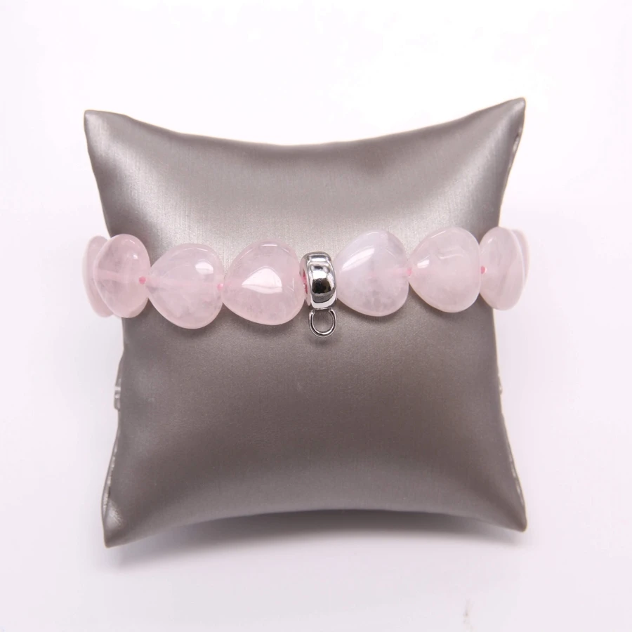 Томас в форме сердца розовый кварцевый кристалл эластичный браслет из бисера с шармом перевозчик, гламурные украшения душа подарок для женщин TS B707