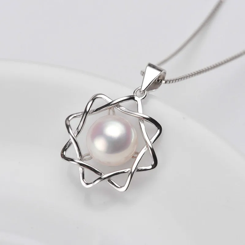 Sterling Silver Pearl Pendant Mounts Sweet Petal Shape Pearl Pendant