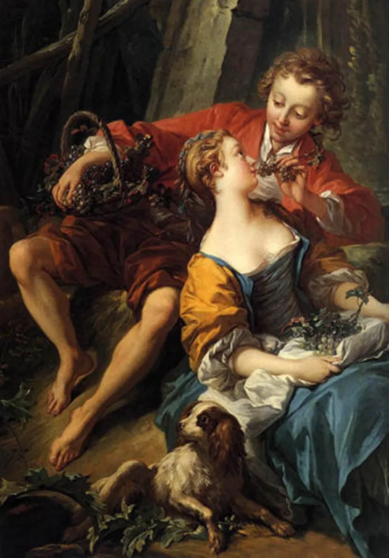 

Classic Art Figure Oil Painting on Canvas for Home Decoration Francois Boucher An Autumn Pastoral Young Lovers in Landscape