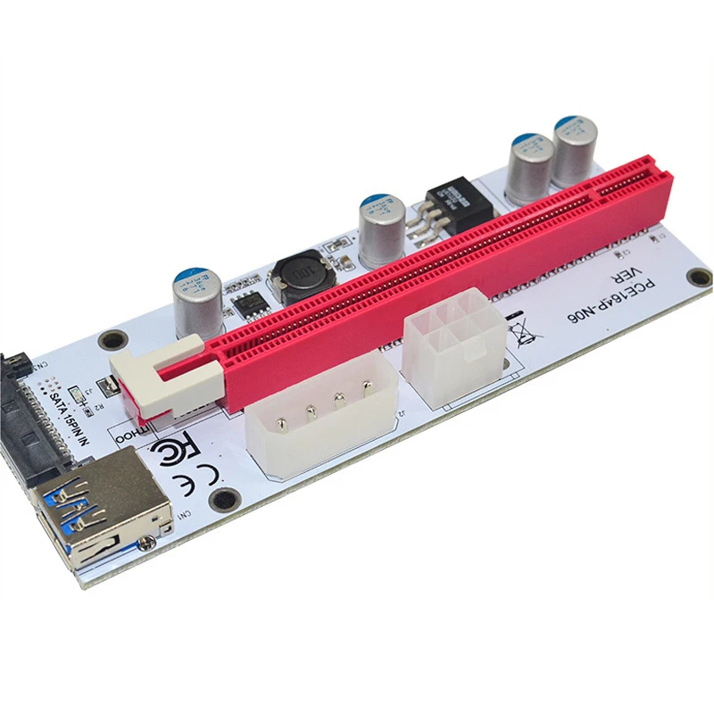 PCI Express PCI-e 1X to 16X Mining Riser Card Cable USB 3.0 Bitcoin Miner Machine X16 to PCI e Adapter Power by SATA 4pin 6pin