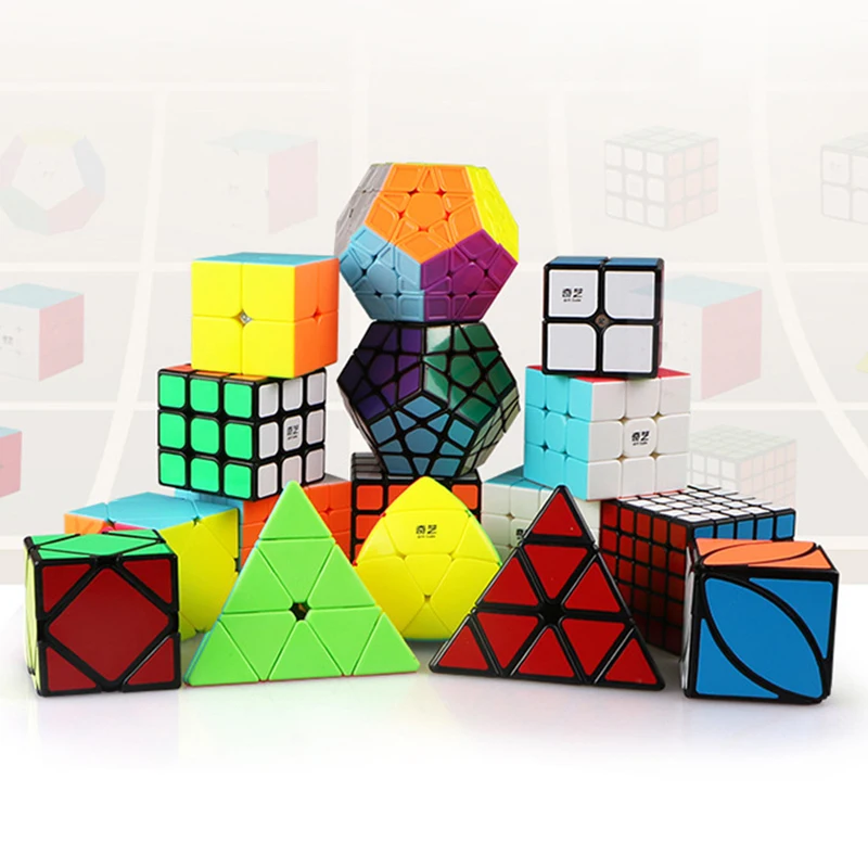 Qiyi Mofangge 4 шт./компл. Magic Cube подарочный набор, 2x2x2, 3x3x3, 4x4x4, 5x5x5 цветной спидкуб Megaminx Профессиональный кубики забавные игрушки для малышей