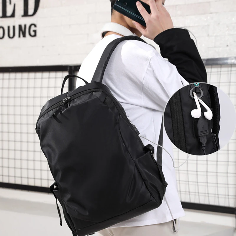 

Men Backpack Usb Charging Student School Bags for Teenager Boy Laptop Back Pack Waterproof Oxford Back Pack Large Bagpack Black