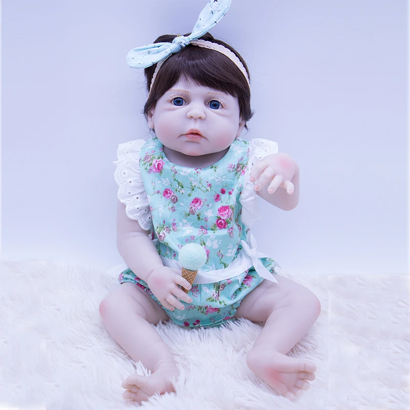

22 Inch bebe Reborn Dolls 55cm silicone reborn baby girl doll Realistic lifelike boneca toys for Girl Birthday Gift bath toy NPK