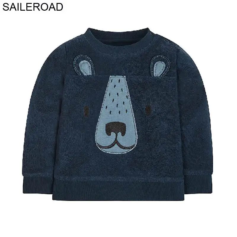 SAILEROAD/свитер с аппликацией в виде медведя для мальчиков от 2 до 7 лет осенний вязаный кардиган, детские футболки с длинными рукавами