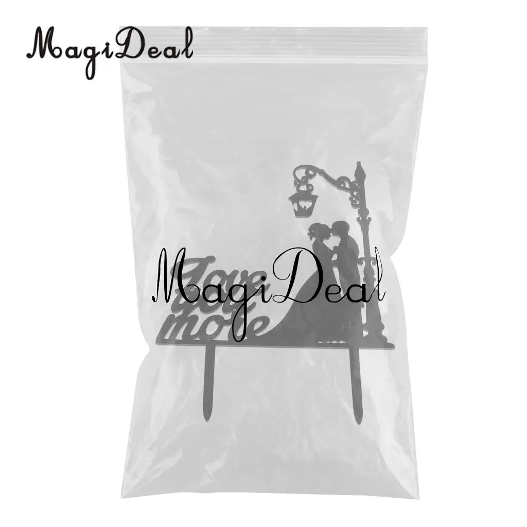 MagiDeal High Quality 1Pc Romantic Bride Groom Silhouette Couple Black Acrylic Wedding Cake Topper for Engagement Supplies Black