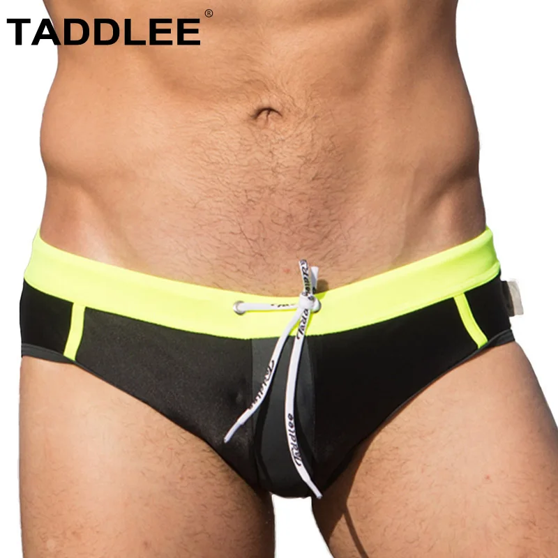 

Taddlee Brand Sexy Men's Swimwear Swimsuits Swim Boxer Briefs Surf Board Trunks Shorts Gay Penis Pouch Pad Inside WJ Black Color