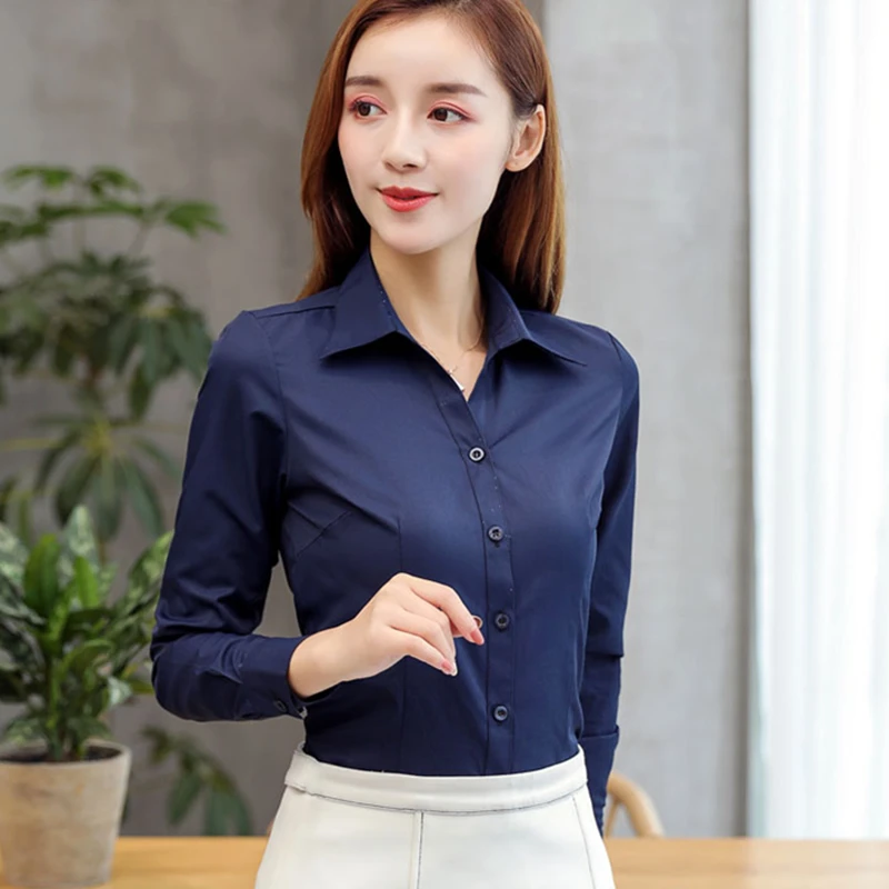 Корейские повседневные хлопковые белые женские Рубашки Twill с отложным