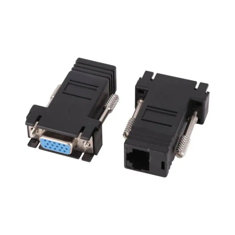 

2 pcs Converter VGA Male/Female to RJ45 Network Port Ethernet Cable Extender Adapter for Network Engineering Outdoor Display