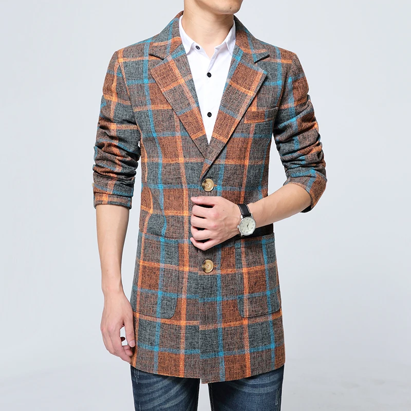  New Lattice Men's Trench Winter Hot Sales Men Long Coats & Jackets Stylish Warm and Comfortable Clo