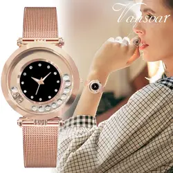 2019 Vansvar бренд леди кристалл часы Женское платье часы модные повседневные часы женские Нержавеющая сталь наручные часы