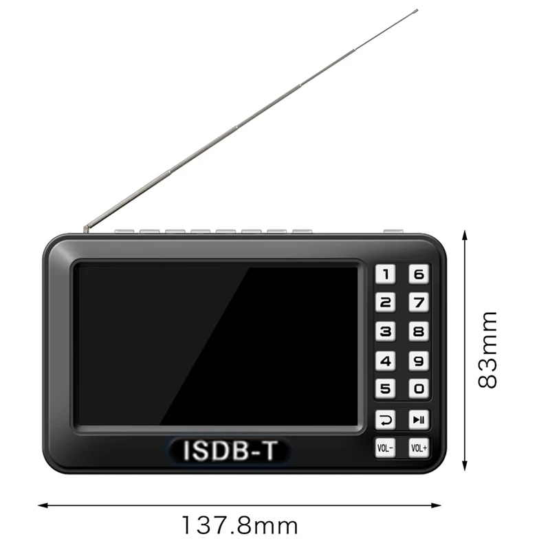 Portable 4.3 inch Lcd Tv Isdb-T Full Seg Fm Rechargeable Tv For Live Movies Music Fm Anytime Eu Plug