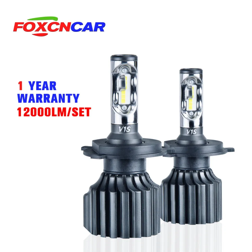 Foxcncar H7 H4 светодиодный 6500K 3000K 8000K 4300K CSP 72W фары для 12000LM фар автомобиля Hi Lo луч H1 H3 H11 H8