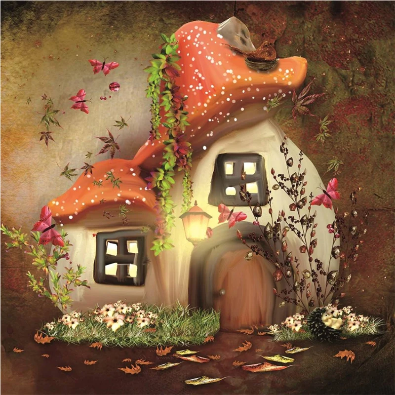 Full Square 5D Mushroom Hut Diy Diamond Embroidery Painting Diamond