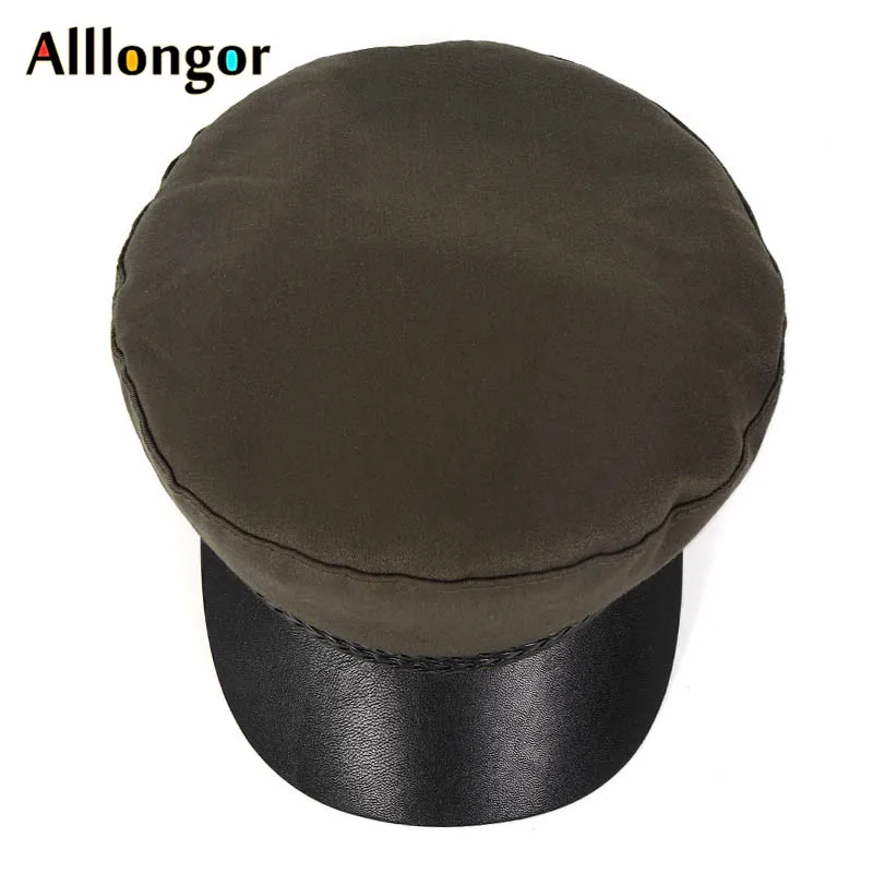 Leather Visor Autumn Cap Military Hats Women newsboy Berets Caps For Women black pink navy Boina Mujer military cap