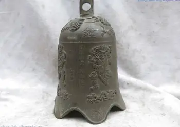 

6" China bronze carved beautiful finely dragon Four Devas buddha bell Statue