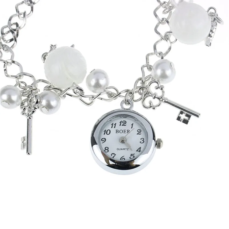 Винтажные модные женские часы-браслет с жемчугом и сердечком, стразы, кварцевые часы, модные элегантные женские часы - Цвет: Другое