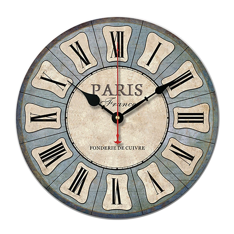 Retro European style Wall Clock PVC Wood Grain Material Clock Creative