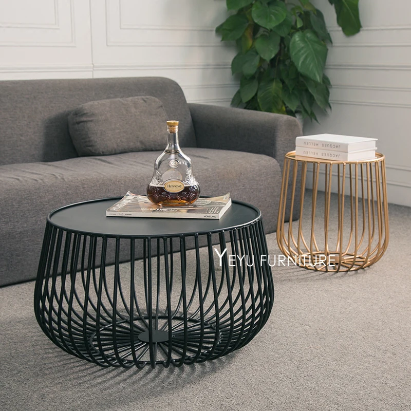 GOLDFAN Retro Wood Side End Table for Sofa Small Round Morden Coffee Table with Gold Metal Legs for Living Room,Oak