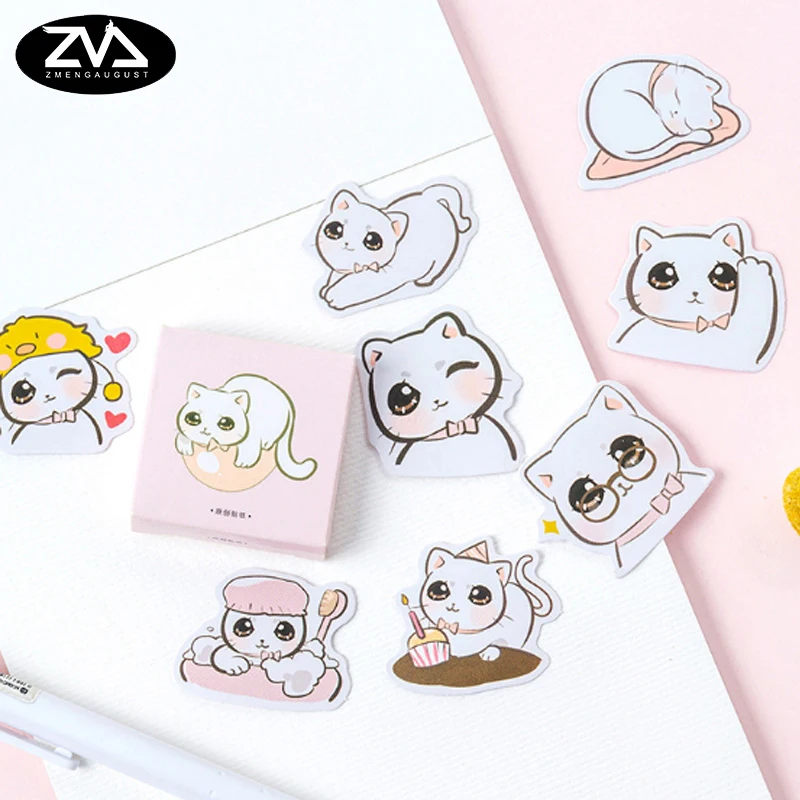 

45pcs/pack Big eye cat paper stickers Diary decoration kawaii DIY scrapbooking label seal Hand account sticker stationery