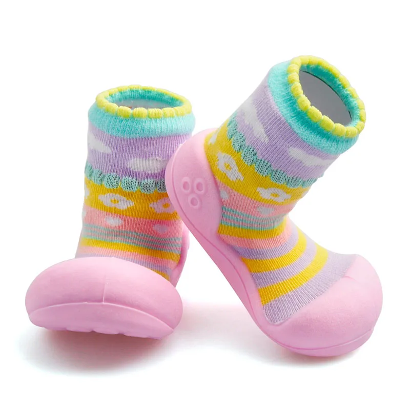 Модная обувь для маленьких девочек и мальчиков мягкие удобные нескользящие Дышащие носки для первых шагов обувь для малышей 11,5 см/12,5 см/13,5 см - Цвет: pink