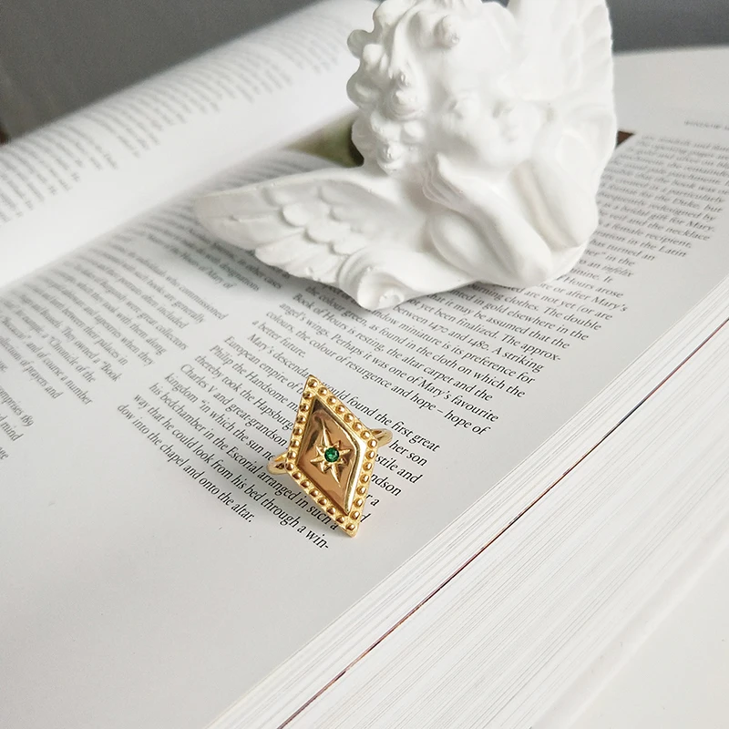 GHIDBK подлинное серебро 925 пробы ромб двухслойные кольца для женщин ювелирные изделия золотого цвета несколько колец винтажный Открытый круг кольца