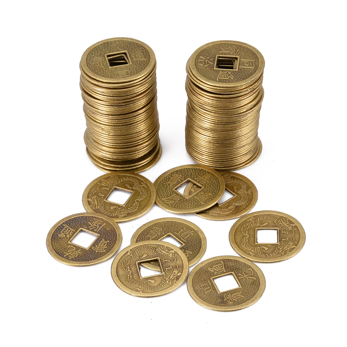 100Pcs Zinc Alloy Lucky Fortune Feng Shui Antique Chinese Ancient Money Coin For Home Collection