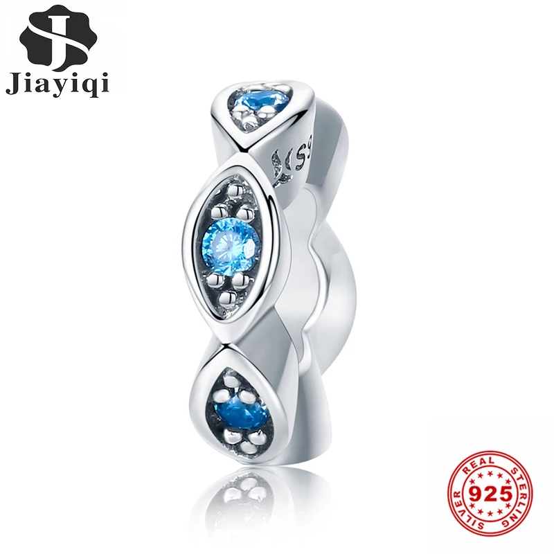 

Jiayiqi Original DIY Charms 925 Sterling Silver Beads Blue Spacer Fit Bracelet Necklace For Women Luxury Jewelry Making Gift