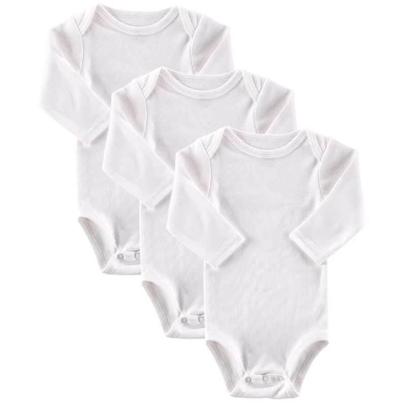 3PCS/LOT Newborn Baby Clothing White Long Sleeve Cotton Baby Rompers