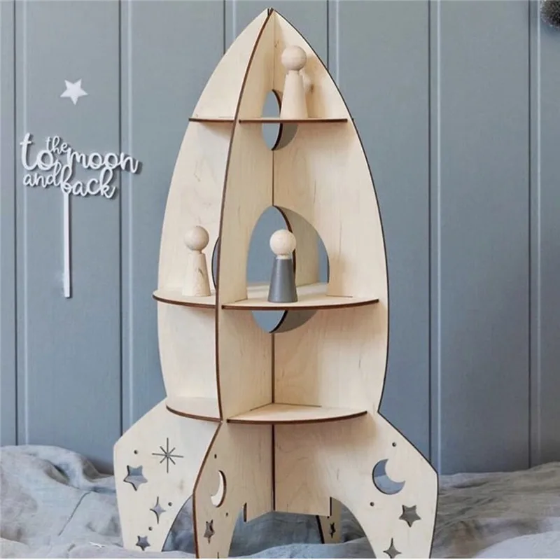 

INS Nordic Wooden Toys 3D Assembled Building Blocks Rocket Model Gift Children's Room Decorations Shelf Home Accessories
