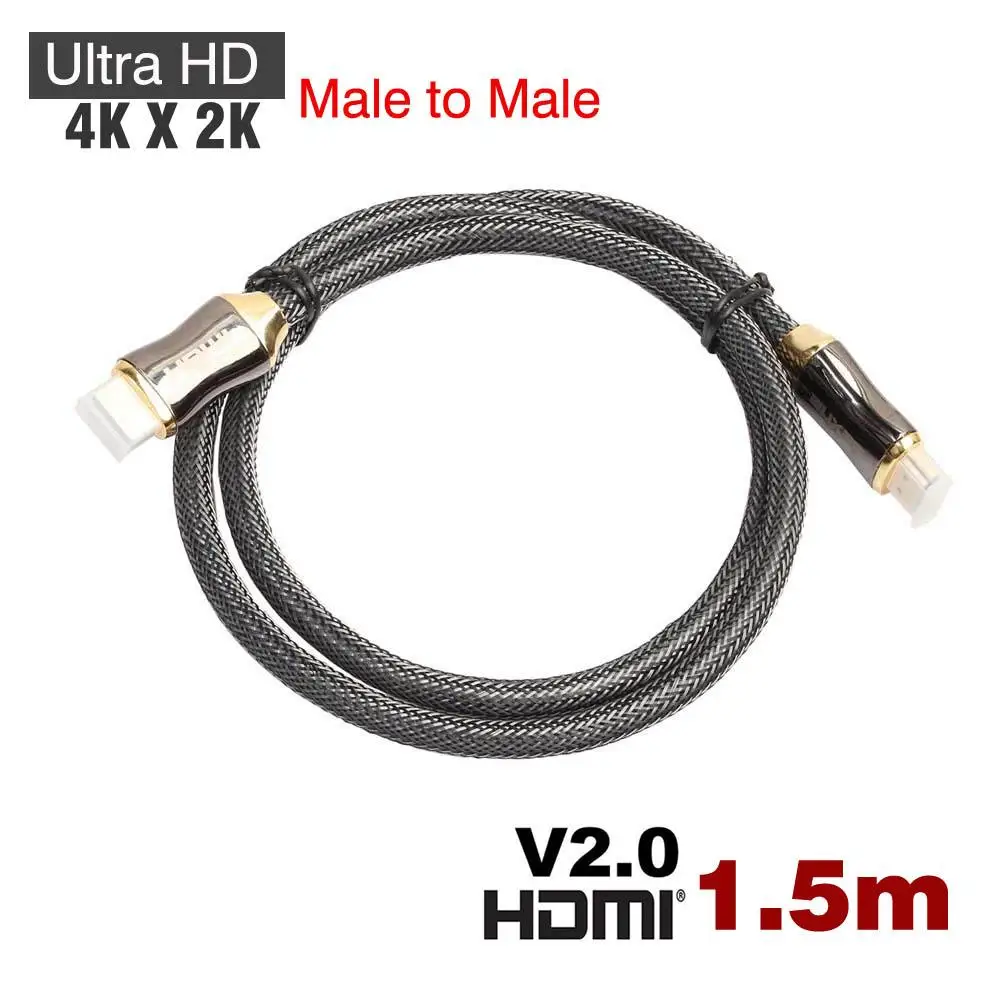 Плетеный ультра HDMI кабель V2.0 высокое Скорость + Ethernet HDTV 2160 p 4 K 3D золото 1,5 м