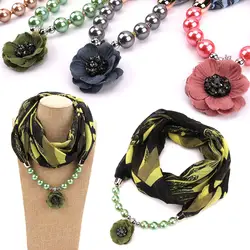 Шарф декоративный шифон хиджаб женские шарфы модное ожерелье из бисера цветок тюрбан шляпа Кепка