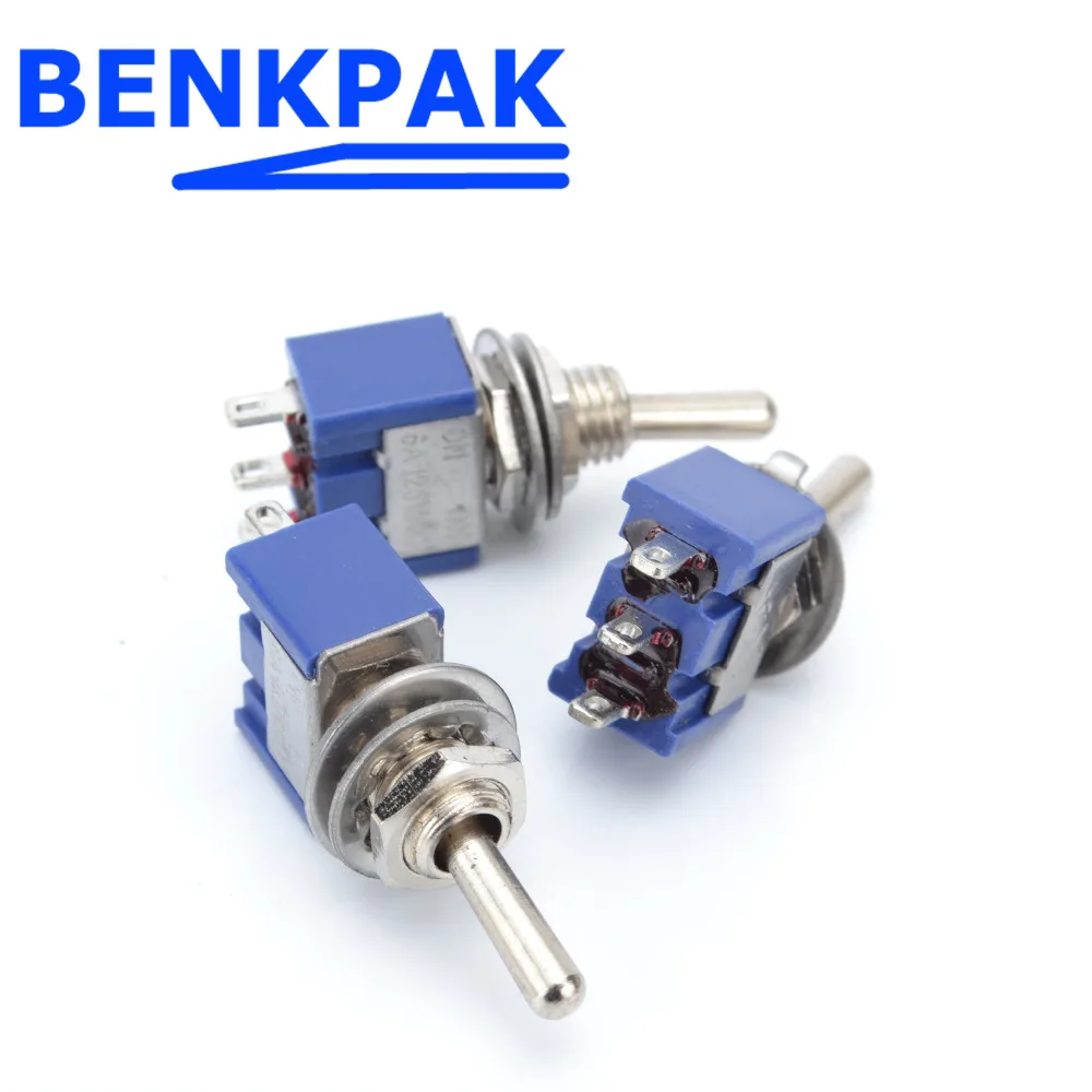 

10Pcs ON-OFF-ON 3 Pin 3 Position Mini Latching Toggle Switch AC 125V/6A 250V/3A 2 Position ON-ON